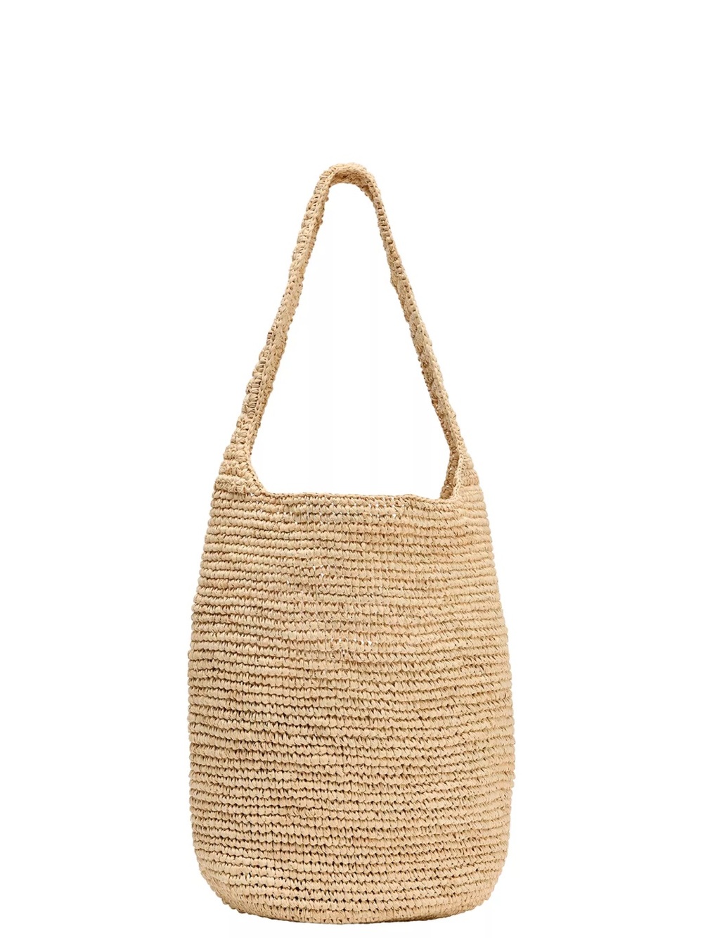 Zara Woven Raffia Shoulder Bucket Bag in Natural